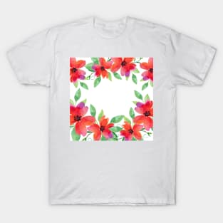 Red Floral Watercolor T-Shirt